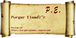 Purger Elemér névjegykártya